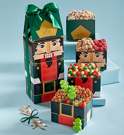 Nutcracker Cheer 4 Box Gift Tower